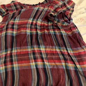 LOFT Multicolor Plaid Ruffle Top